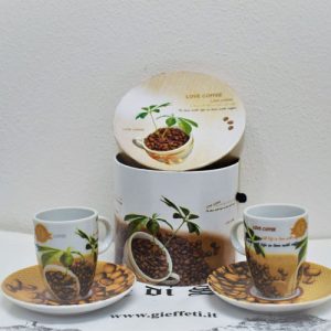 Tazzine e piattini da caffè in ceramica (Love Coffee)